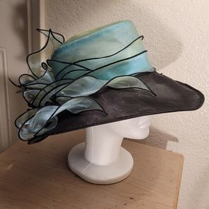 Elegant Teal and Black Sunday or Ladies Tea Hat
